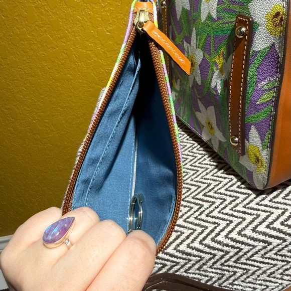 Dooney & Bourke Botanical Daffodil Drawstring Bucket Bag & Wristlet Set - Purple - Picture 12 of 16